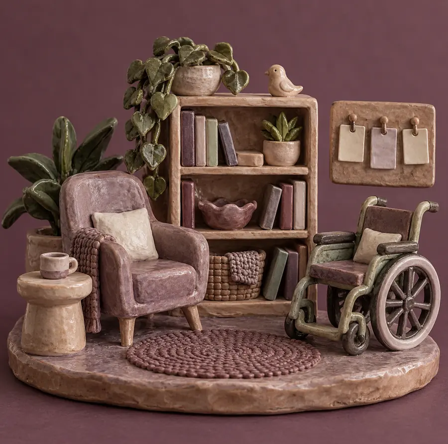 Illustration of care service businesses equipment and workspace